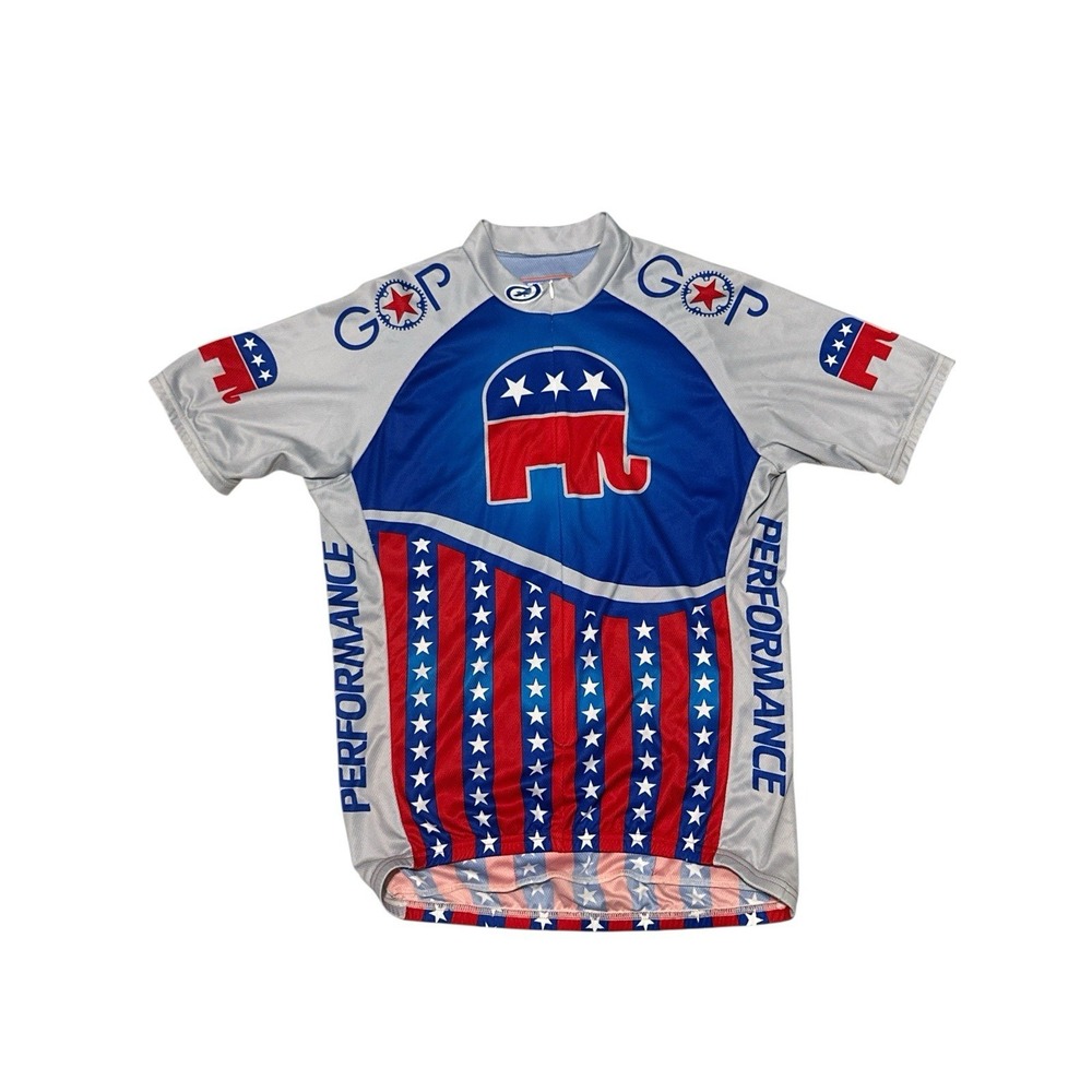 Performance Cycling Jersey Republican Elephant/American Flag Design Men's Size L